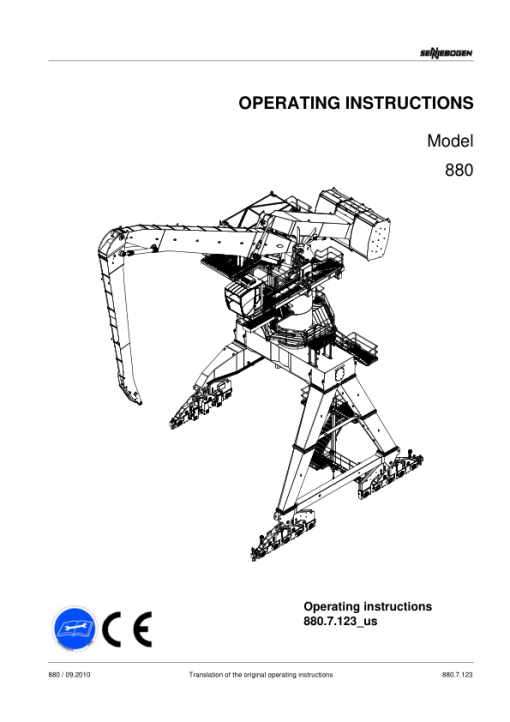 Sennebogen 880.7.123 Operators, Maintenance and Parts Manual