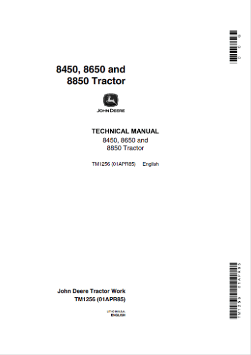 John Deere 8850 Tractor Technical Manual (TM1254 and TM1256) - Image 2