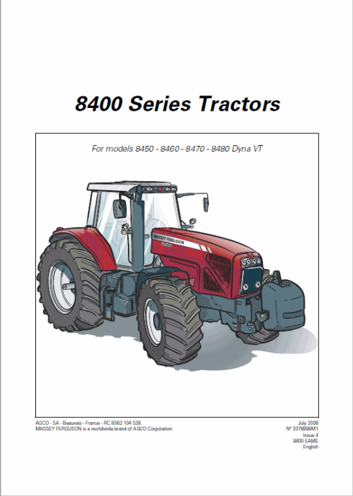 Massey Ferguson 8450, 8460, 8470, 8480 Tractor Service Manual - Image 5