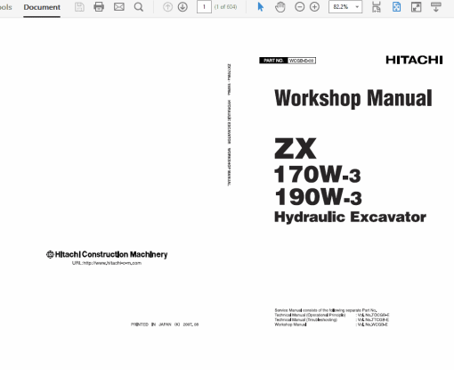 Hitachi ZX170W-3 and ZX190W-3 Excavator Service Repair Manual - Image 10