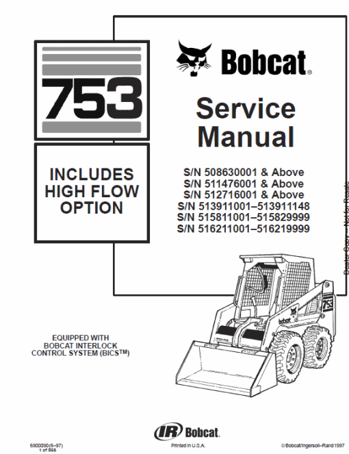 Bobcat 753 and 753HF Skid-Steer Loader Service Manual