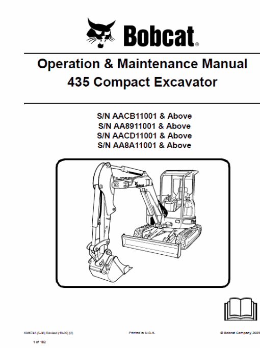 Bobcat 435 Compact Excavator Repair Service Manual - Image 8