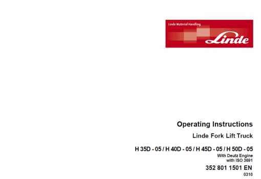 Linde Forklift Truck 352 Series H35, H40, H45 Repair Service Training Manual - Image 10