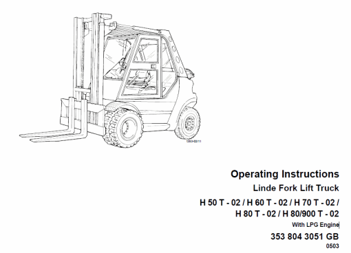 Linde Type 353 Forklift Truck: H50, H60, H70, H80 Repair Service Training Manual - Image 10