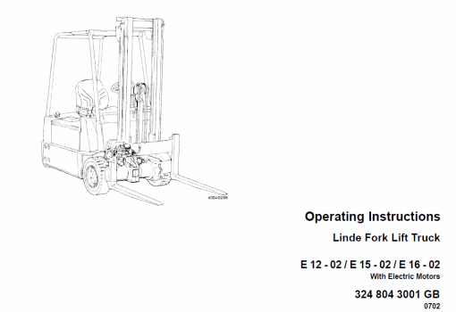 Linde Type 322, 323, 324 Forklift Model: E10, E12, E14, E15, E16, E20, E25, E30 Workshop Service Manual - Image 3