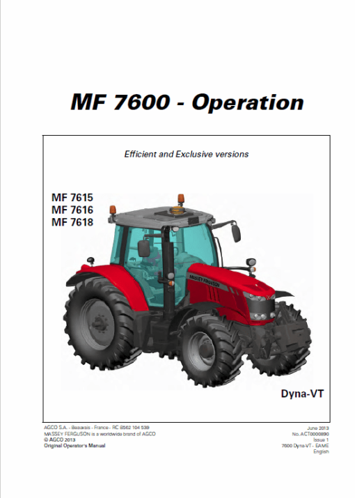 Massey Ferguson 7614, 7615, 7616, 7618 Tractor Service Manual - Image 4