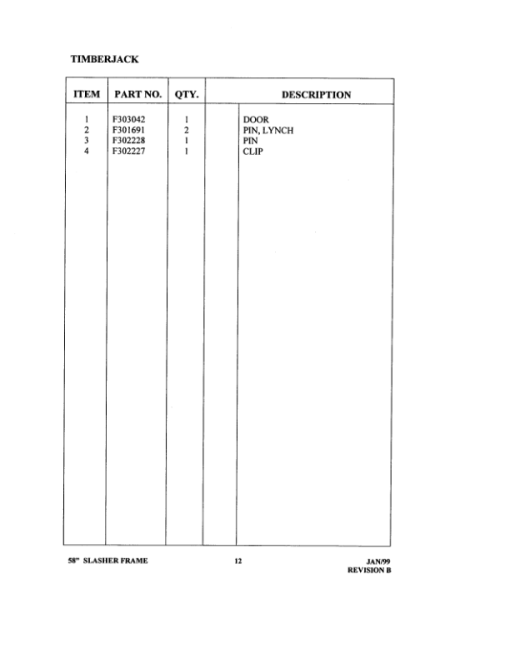 Timberjack 58 Inch Loader Attachments Parts Catalog Manual - Image 4