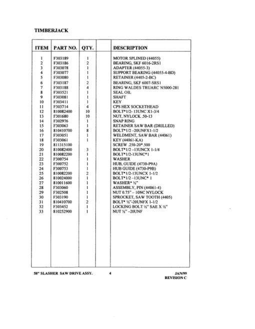 Timberjack 58 Inch Loader Attachments Parts Catalog Manual - Image 3