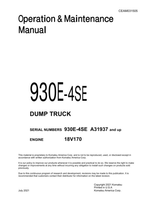 Komatsu 930E-4SE Dump Truck Service Repair Manual - Image 2