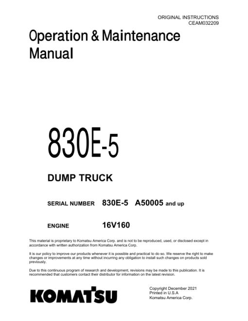 Komatsu 830E-5 Dump Truck Service Repair Manual - Image 2