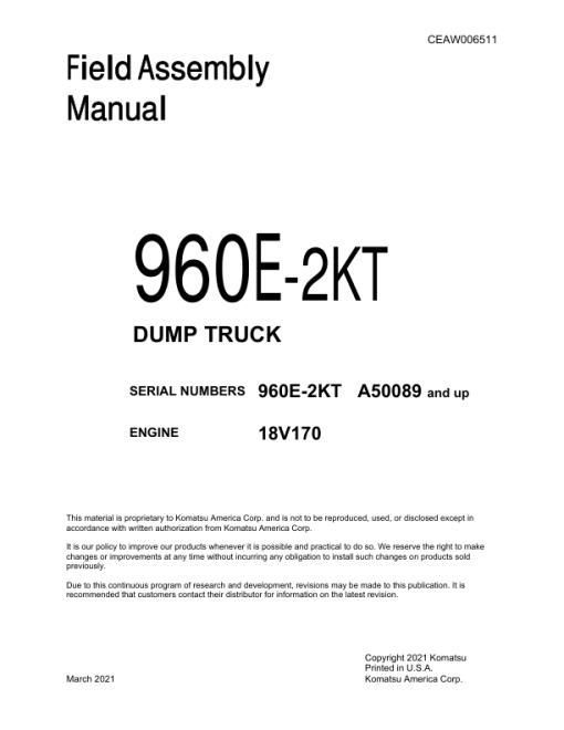 Komatsu 960E-2K Dump Truck Service Repair Manual - Image 2