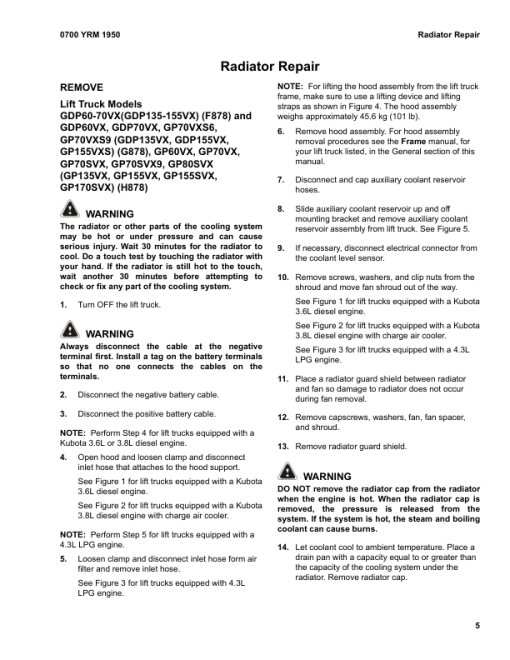 Yale GP135VX, GP155VX, GP155SVX, GP170SVX Forklift H878 Series Repair Manual - Image 4