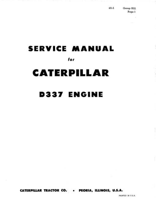 Caterpillar CAT D337, D337F Marine Engine Service Repair Manual (SN 37B1 & Up, 38B1 & Up)