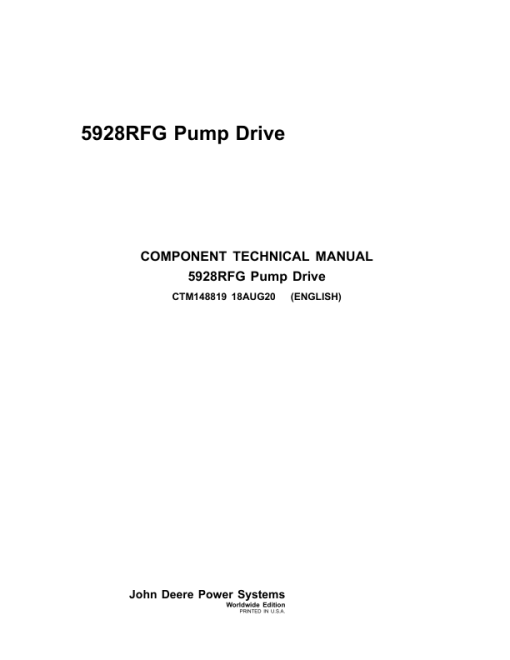 John Deere 5928RFG Pump Drive Component Technical Manual (CTM148819)