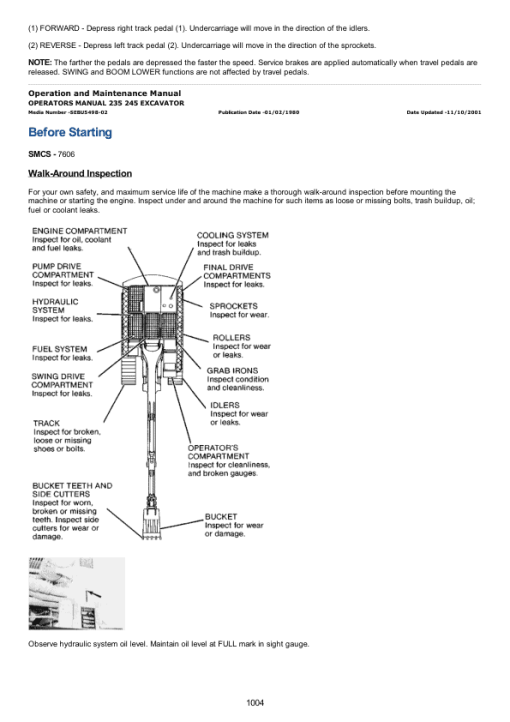 Caterpillar CAT 235 Excavator Service Repair Manual (64R01258 and up) - Image 2