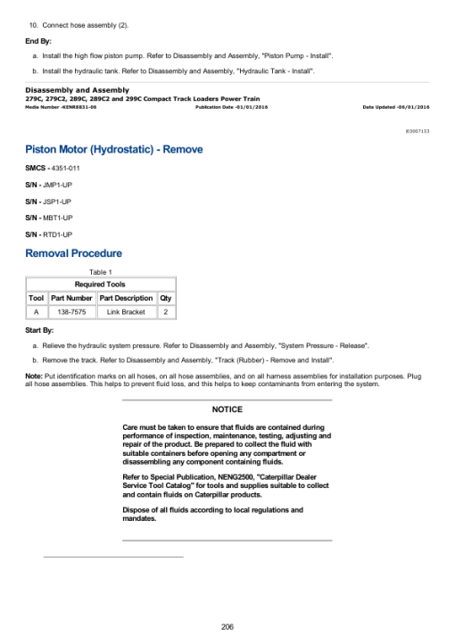 Caterpillar CAT 289C Compact Track Loader Service Repair Manual (JMP00001 and up) - Image 3