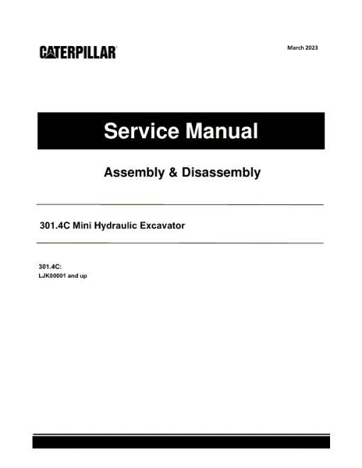 Caterpillar CAT 301.4C Mini Hydraulic Excavator Service Repair Manual (LJK00001 and up)