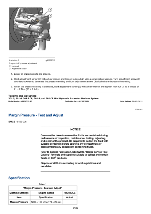 Caterpillar CAT 301.8 Mini Hydraulic Excavator Service Repair Manual (H8X00001 and up) - Image 4