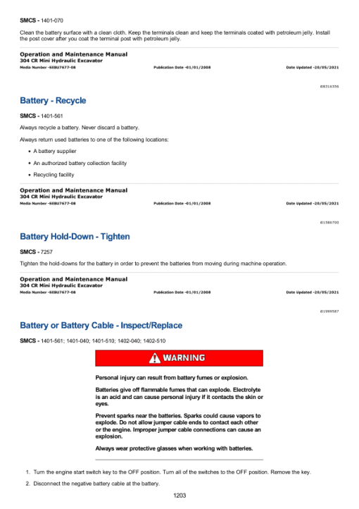 Caterpillar CAT 304CR Mini Hydraulic Excavator Service Repair Manual (NAD00001 and up) - Image 2