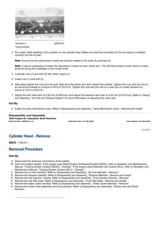 Caterpillar CAT 3054 Engine Service Repair Manual (5HK00001 and up) - Image 2