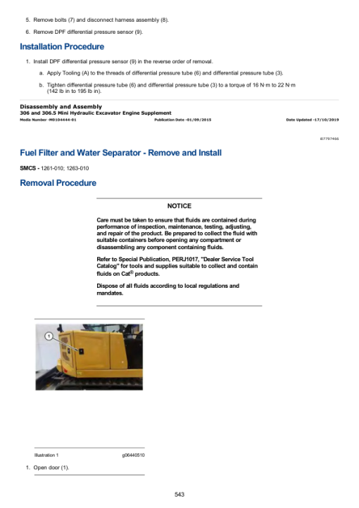 Caterpillar CAT 306 Mini Hydraulic Excavator Service Repair Manual (6G600001 and up) - Image 3