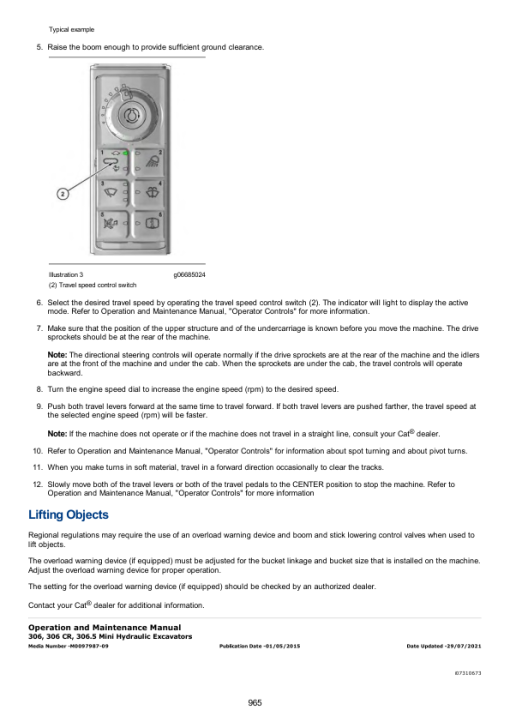 Caterpillar CAT 306 Mini Hydraulic Excavator Service Repair Manual (6G600001 and up) - Image 4