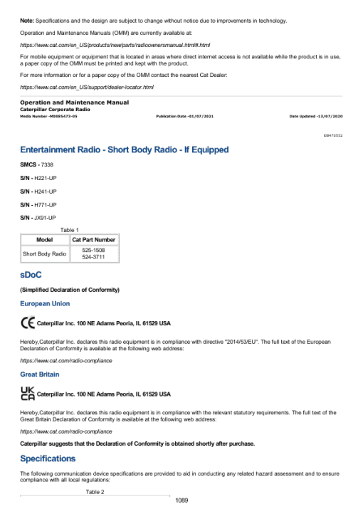 Caterpillar CAT 311 Track Type Excavator Service Repair Manual (9LJ00001 and up) - Image 2