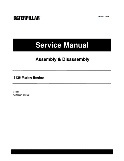 Caterpillar CAT 3126 Marine Engine Service Repair Manual (1ZJ00001 and up)