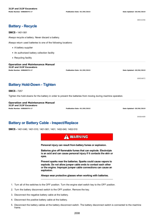 Caterpillar CAT 312F Excavator Service Repair Manual (KMK00001 and up) - Image 4