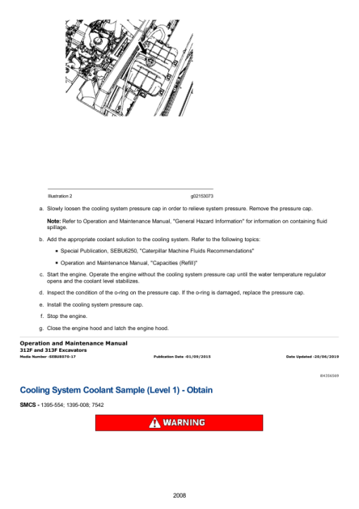 Caterpillar CAT 313F L Excavator Service Repair Manual (DJE00001 and up) - Image 4