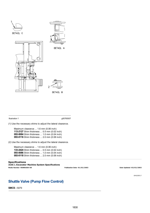 Caterpillar CAT 315C, 315C L Excavator Service Repair Manual (ANF00001 and up) - Image 3