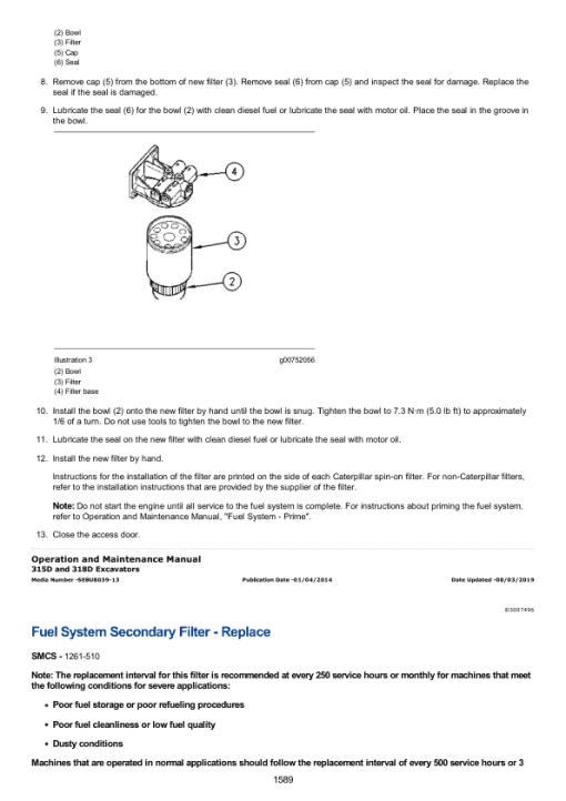 Caterpillar CAT 315D L Excavator Service Repair Manual (BZN00001 and up) - Image 2