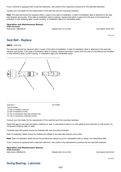 Caterpillar CAT 316E L Excavator Service Repair Manual (DZW00001 and up) - Image 2