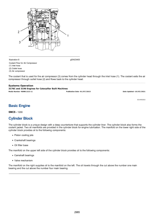 Caterpillar CAT 3196 Engine Machine Service Repair Manual (6AR00001 and up) - Image 3