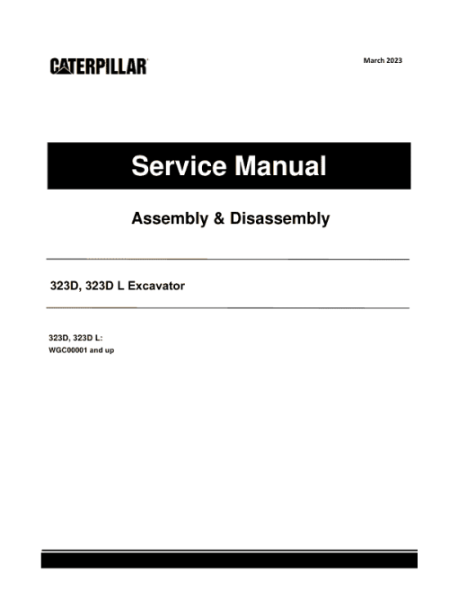 Caterpillar CAT 323D, 323D L Excavator Service Repair Manual (WGC00001 and up)