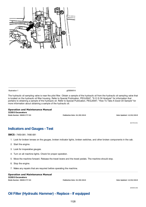 Caterpillar CAT 323D3 Excavator Service Repair Manual (FEY00001 and up) - Image 3