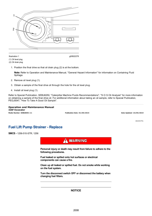 Caterpillar CAT 326F, 326F L Excavator Service Repair Manual (FBR00001 and up) - Image 3