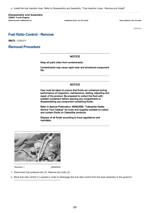 Caterpillar CAT 3306C Truck Engine Service Repair Manual (9TL00001 and up) - Image 3