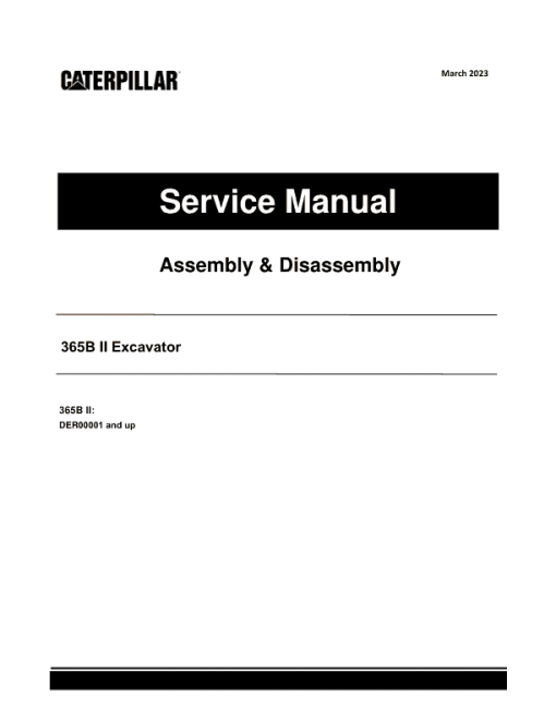 Caterpillar CAT 365B II Excavator Service Repair Manual (DER00001 and up)