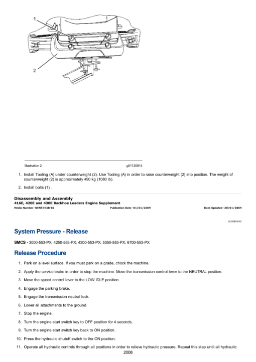 Caterpillar CAT 420E Backhoe Loader Service Repair Manual (PHC00001 and up) - Image 3