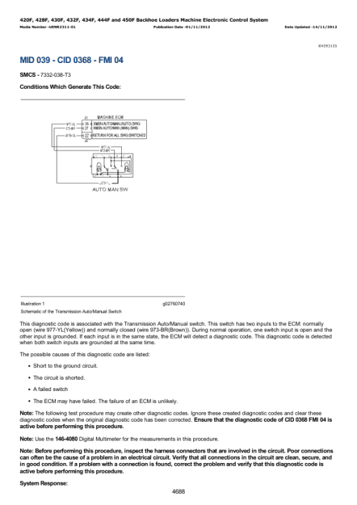 Caterpillar CAT 420F Backhoe Loader Service Repair Manual (SKR00001 and up) - Image 4