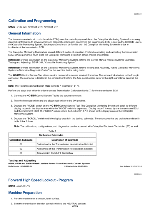 Caterpillar CAT 966H Wheel Loader Service Repair Manual (BS600001 and up) - Image 5