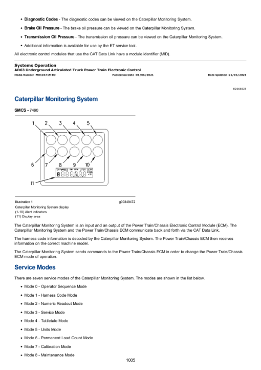 Caterpillar CAT AD63 Underground Articulated Truck Service Repair Manual (TNW00001 and up) - Image 2