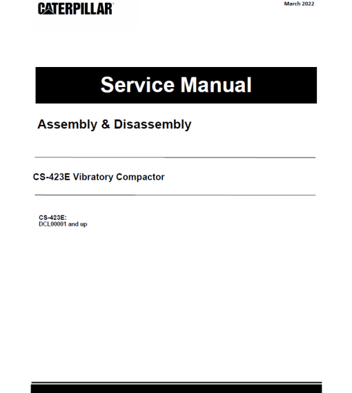 Caterpillar CAT CS-423E Vibratory Compactor Service Repair Manual (DCL00001 and up)