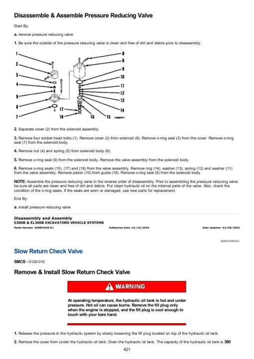 Caterpillar CAT E300B Excavator Service Repair Manual (1WJ00001 and up) - Image 4