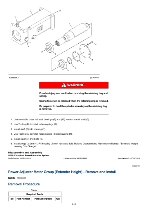 Caterpillar CAT SE60 V Asphalt Screed Service Repair Manual (JJ300001 and up) - Image 5