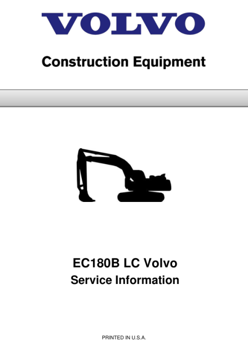 Volvo EC180B LC Excavator Repair Service Manual