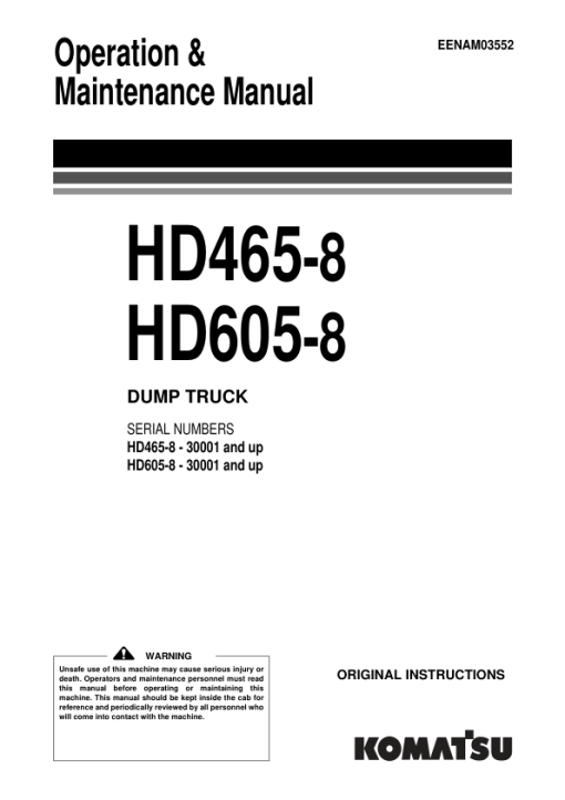 Komatsu HD465-8, HD605-8 Dump Truck Service Repair Manual - Image 2