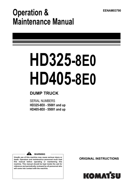 Komatsu HD325-8E0, HD405-8E0 Dump Truck Service Repair Manual - Image 2