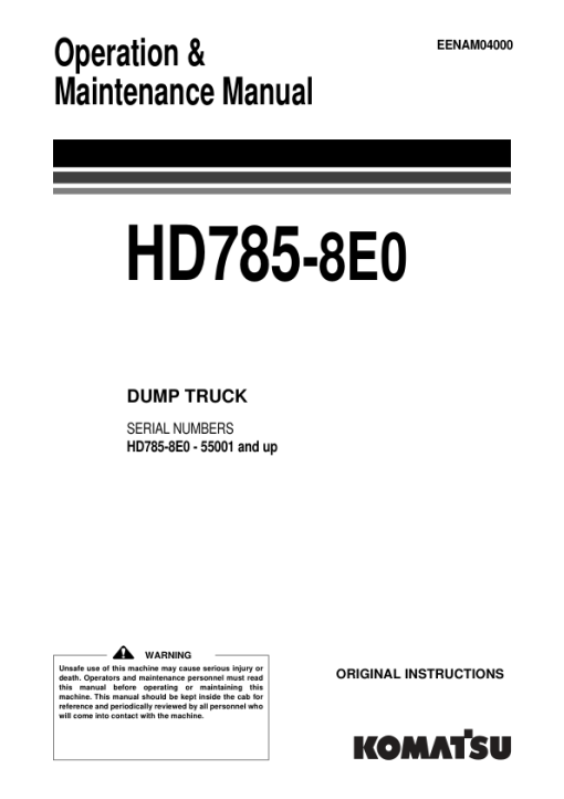 Komatsu HD785-8E0 Dump Truck Service Repair Manual - Image 2